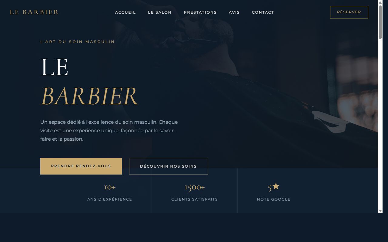 Site web LE BARBIER — Création par Antoine Demdoum, développeur web freelance