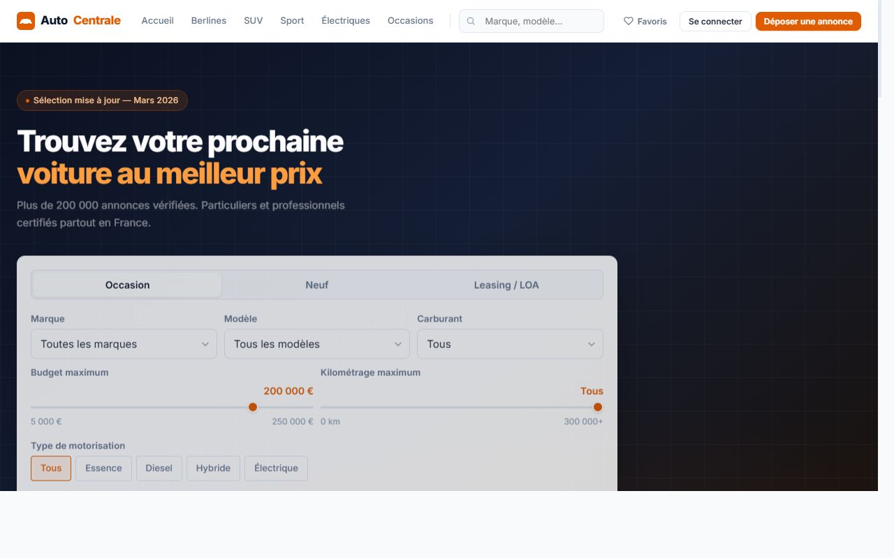 Site web concessionnaire automobile — Identité digitale et SEO par Antoine Demdoum